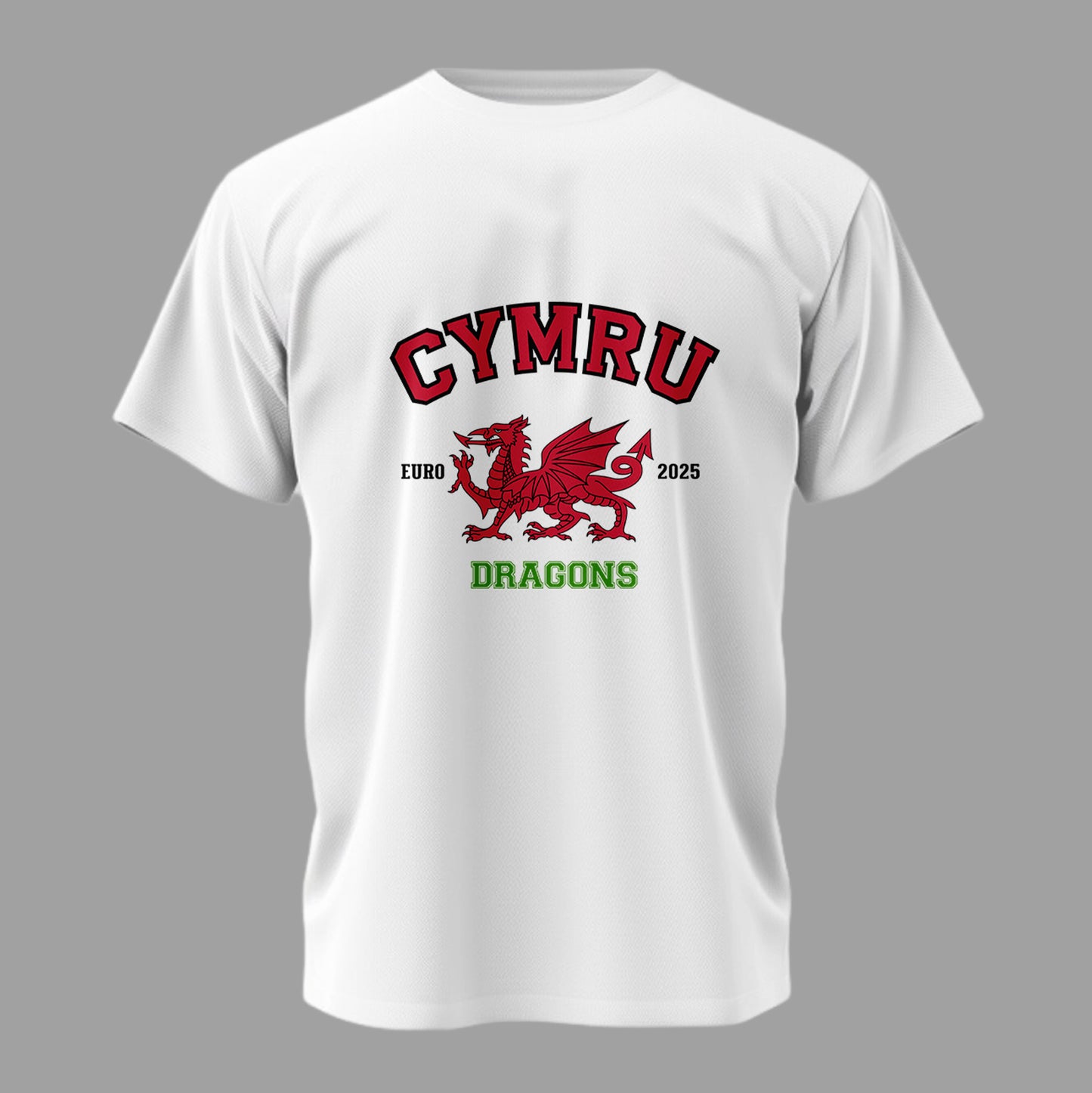 Cymru Dragons Euros 2025 Graphic Tee – Welsh Dragon Design – Adult