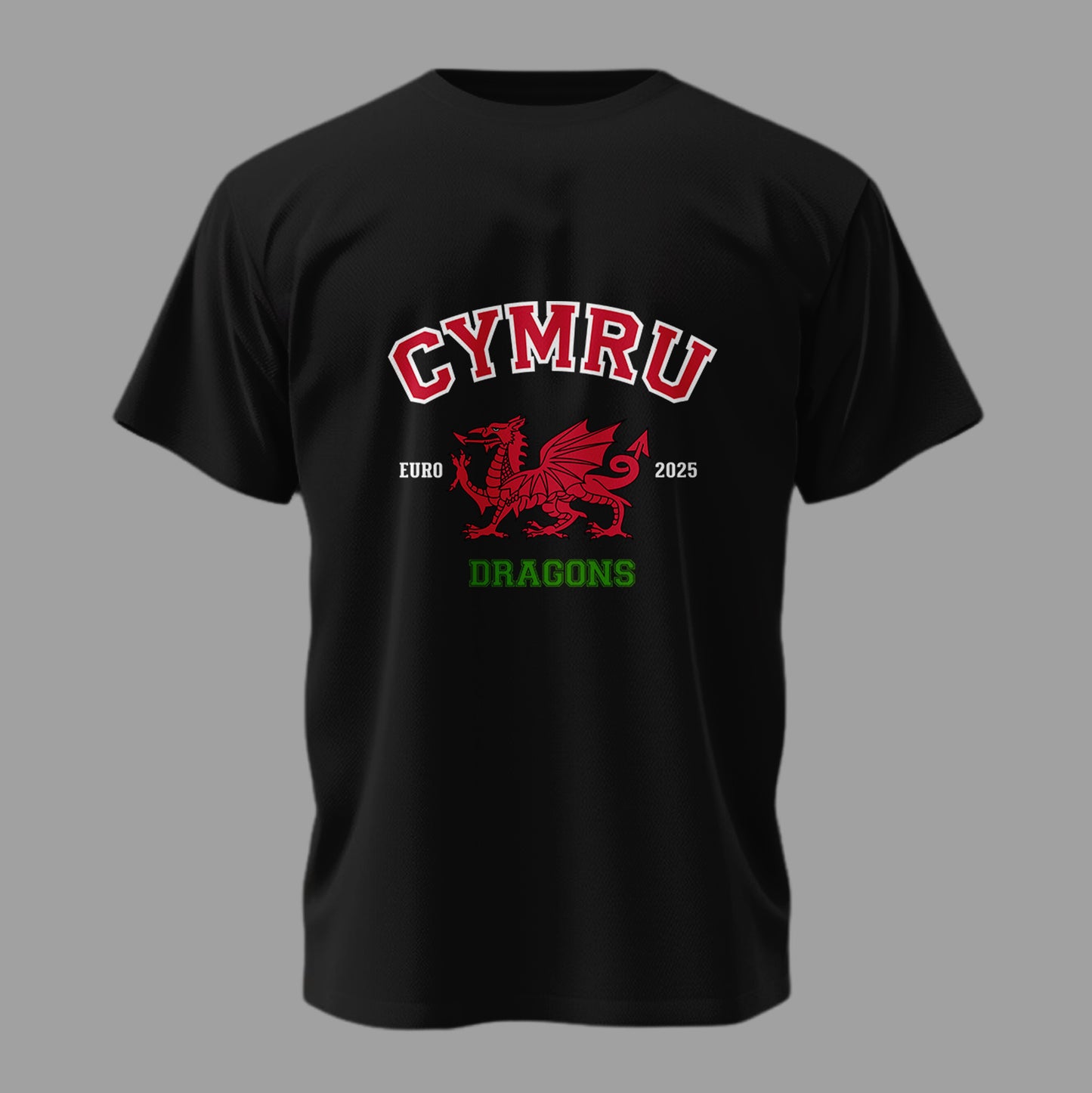 Cymru Dragons Euros 2025 Graphic Tee – Welsh Dragon Design – Adult