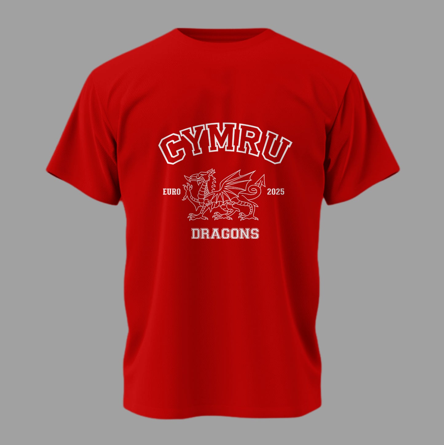 Cymru Dragons Euros 2025 Graphic Tee – Welsh Dragon Design – Adult